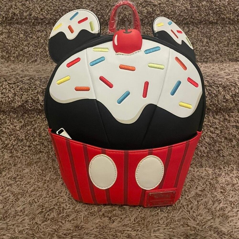 Loungefly Disney Mickey Mouse Cupcake Mini Backpack Cherry Sprinkles NWT